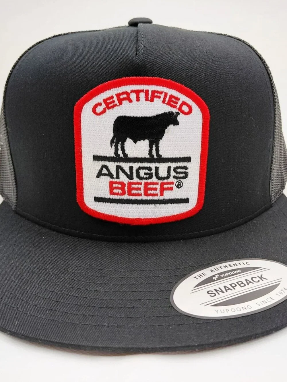 Retro Certified Angus Beef Patch Hat Yupoong Flat Bill Trucker Snapback Cap New